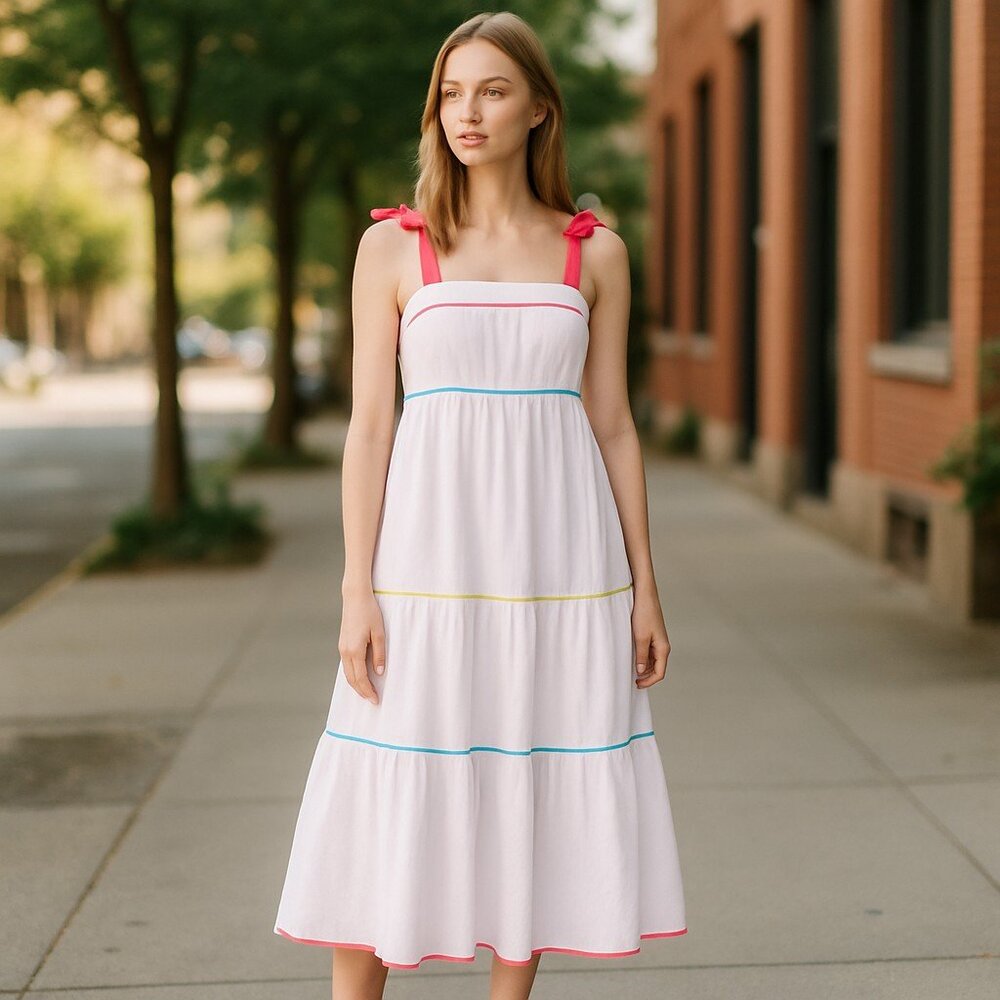 NWT C.Wonder X Nordstrom Bow Strap Tiered Maxi Dress  Bohemian Colorblock
